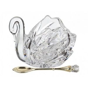 Икорница Лебедь с ложкой 11*7*8,5см MUZA CRYSTAL