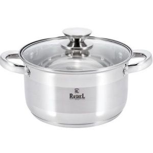 Кастрюля 6л 24*14см, нерж. со стекл. кр., БЕРТА