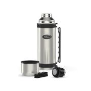 Термос 1200мл (32ч) узкое горло, пробка с кнопкой, боковая ручка, ремень