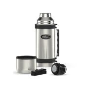 Термос 1000мл (19ч) узкое горло, пробка с кнопкой, боковая ручка, ремень