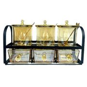 Набор емкостей для сыпучих на подставке 30,5*10*19см, стекло, металл/черн XA-613-11