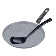 Сковорода блинная 20см с лопаткой, мрамор, ИНДУКЦИЯ
