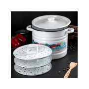 Мантоварка 9л, 3 вставки, декор, эмаль С1722  (позница, пароварка)