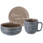 Набор посуды 3пр (кружка 390мл, тарелка 19см, миска 750мл 15см) COFFEEMANIA фрф