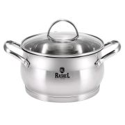 Кастрюля 2,8л из нерж. стали со стекл. кр., 18х11см КАТРИН