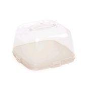 Тортница пластиковая 285*285*175 мм светло-бежевый Альтернатива М7802