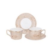 Набор чайный 4пр, на 2 персоны, 280мл, ЗОЛОТЫЕ УЗОРЫ, фрф, подар.упак, LEFARD