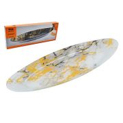 Блюдо овальное 30*10,5*2,5см ЗОЛОТОЙ МРАМОР стекло BT0012-HH043W