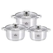 Набор кастрюль 6пр.(2,6л, 3,6л, 4,7л) нжс, стекл. кр. БЕРТА