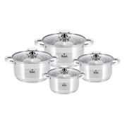 Набор кастрюль 8пр.(2,6л, 3,6л, 4,7л, 6 л) нжс, стекл. кр. БЕРТА