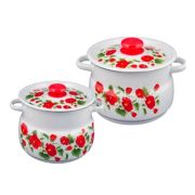 Набор кастрюль (5,5л, 4л) РАМО эмаль белый с деколью на крышке N10B60