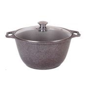 Кастрюля 2л со стеклянной крышкой, АП (кофейный мрамор), Marble Induction