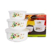 Набор салатников с крышками 3шт., стеклокерам.(500 мл, 800 мл, 1.2л) Валерия 1/12