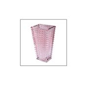 Ваза 28см для цветов стеклянная квадратная, цвет: розовый HYM006118