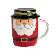 Кружка 355мл с крышкой САНТА фрф LEFARD п/уп
