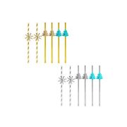 Трубочки с декором 6 шт, 19,5см, СНОУ БУМ, 2 вида