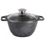 Кастрюля 2,0л., литой алюминий, АП, стекл.кр. (темный мрамор)